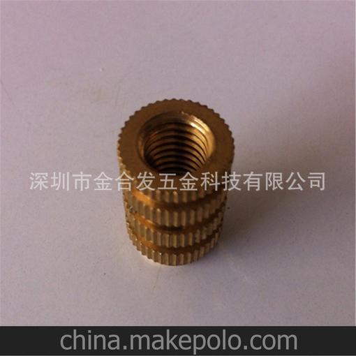 金合發(fā)五金 定做非標(biāo)銅嵌件 滾花銅螺母螺帽 M8×φ12×20圖片