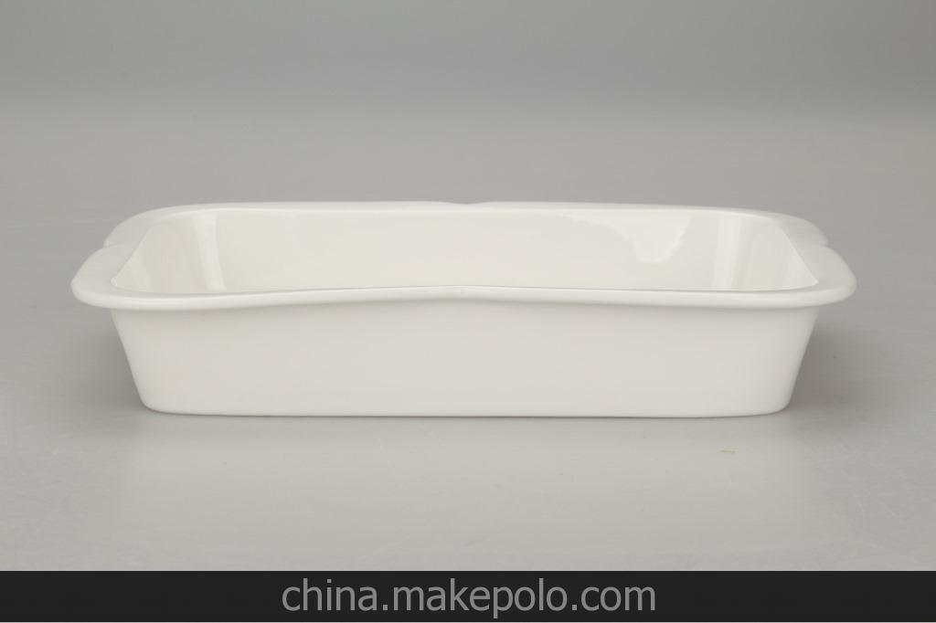 新客戶訂做案例產品 新苗芽長方形盤子 白色酒店陶瓷餐具