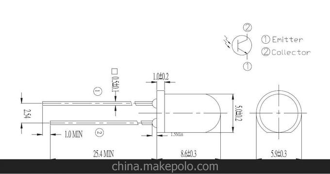 供應億光940透明膠體 F5接收管 PD333-3C-HO-L2圖片