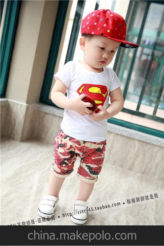 2014夏裝新款 韓版寶寶兒童小童男女童裝超人圓領莫代爾短袖T恤