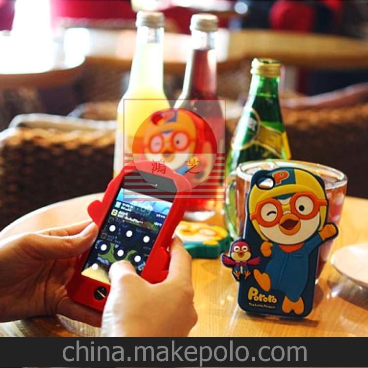 廠家直供 2013年吸引女生眼球Pororo小企鵝家族蘋果手機(jī)套