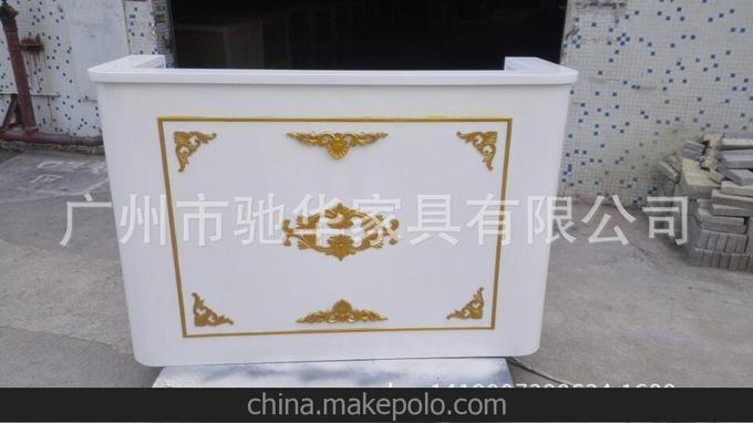 歐式雕花留金收銀臺  服裝店收銀臺  烤漆白色接待臺  量大從優(yōu)圖片