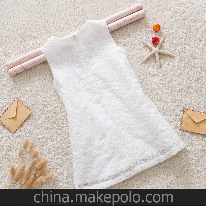 外貿童裝批發女童白色蕾絲連衣裙廠家直銷女童裙中大童童裝原單