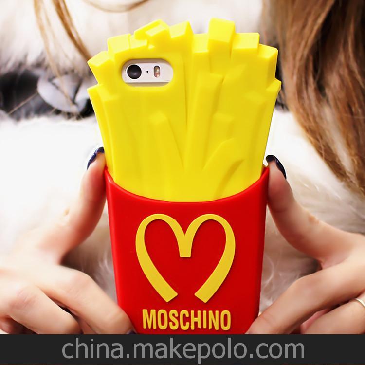 Moschino麥當勞薯條手機殼 iphone5/5s手機殼硅膠套 4s保護外殼潮