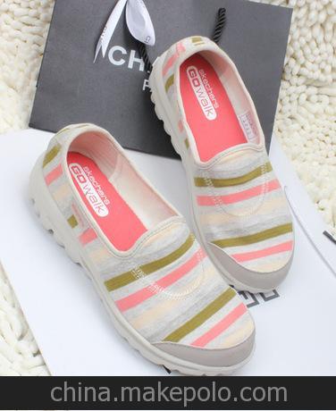 2014新品Skechers/斯凯奇gowalk女鞋 帆布休闲运动鞋 13566C批发